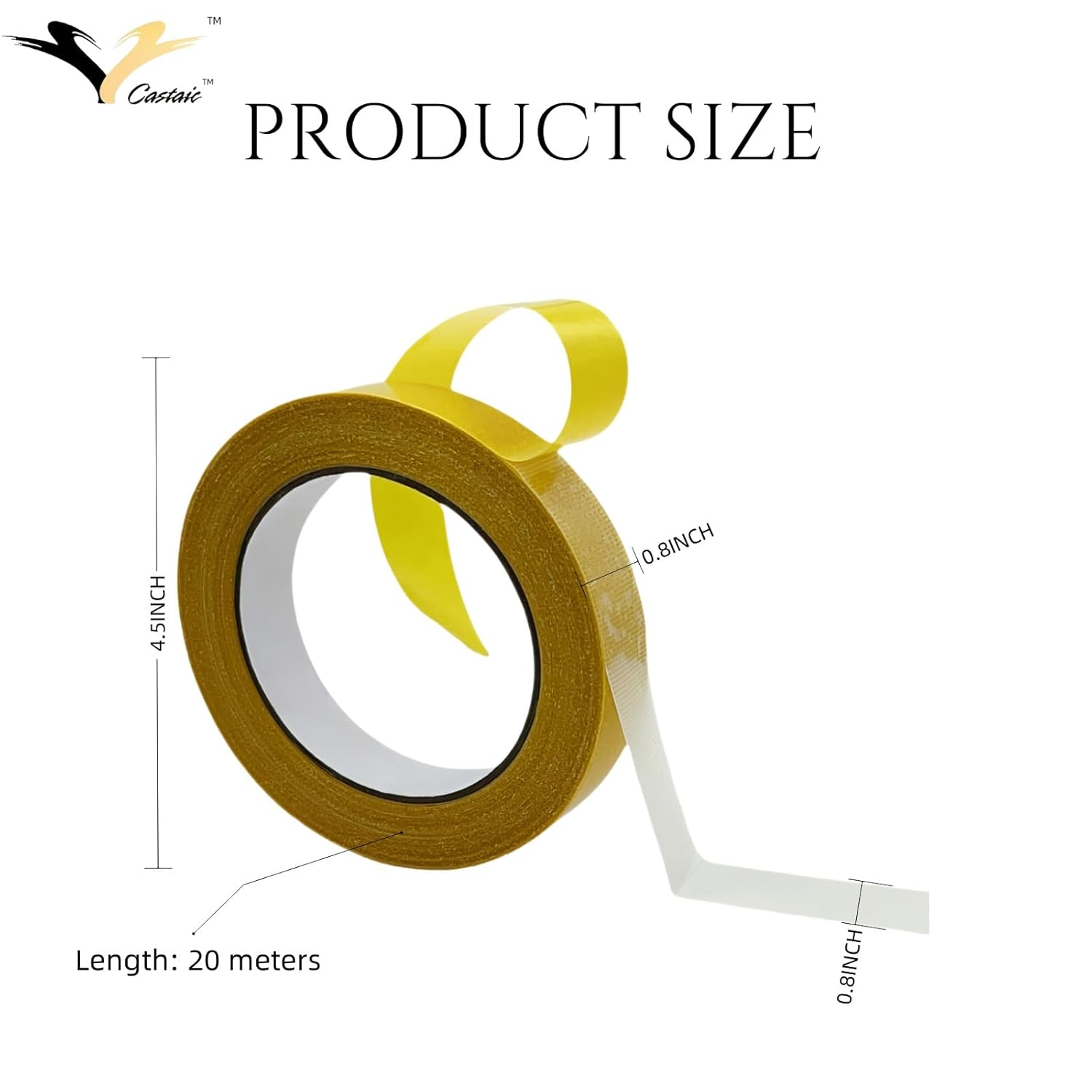 Castaic Double Sided Fabric Tape, Clear Adhesive Mounting Tape for Carpet, Curtain, Arts, Residue Free image number 3