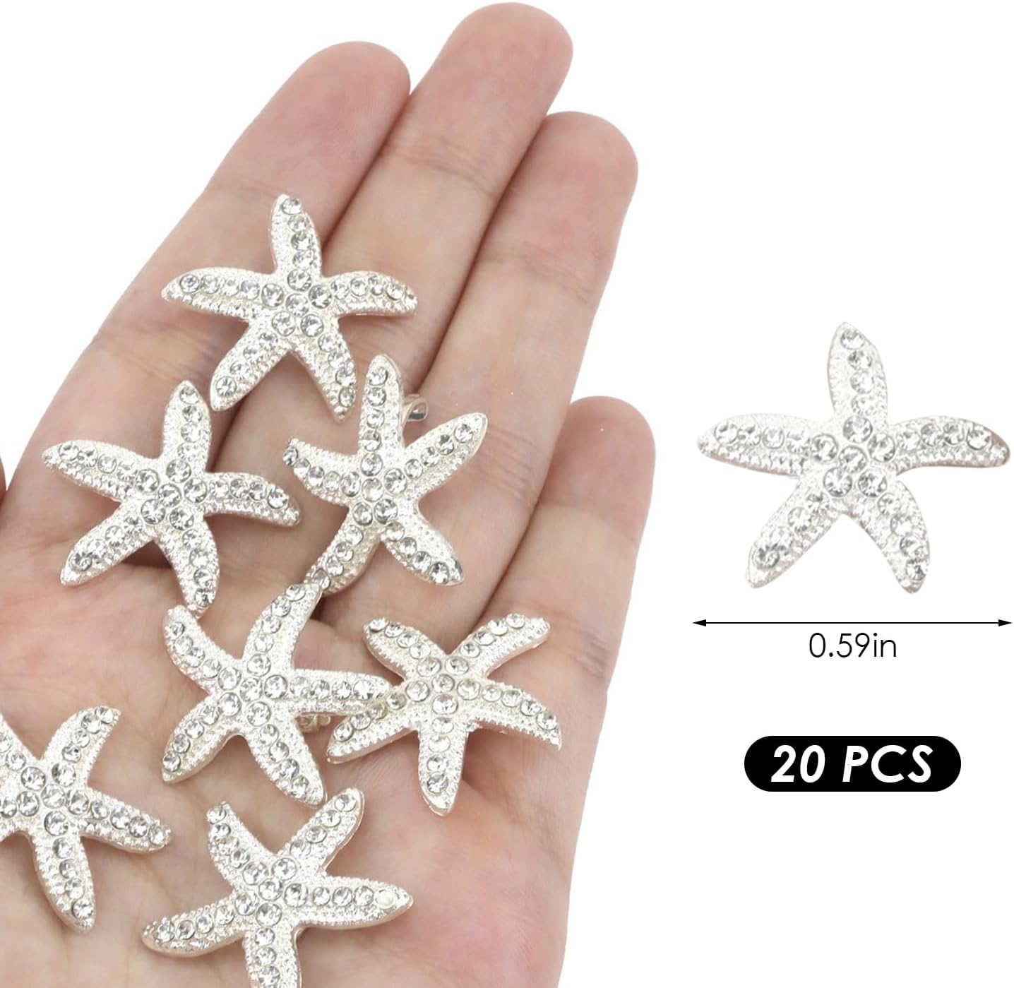 20 Rhinestone Starfish Hair Pins, Girls' Braided Hair Pins, Styling Decorative Hair Accessories, Bohemian Beach Hair Accessories