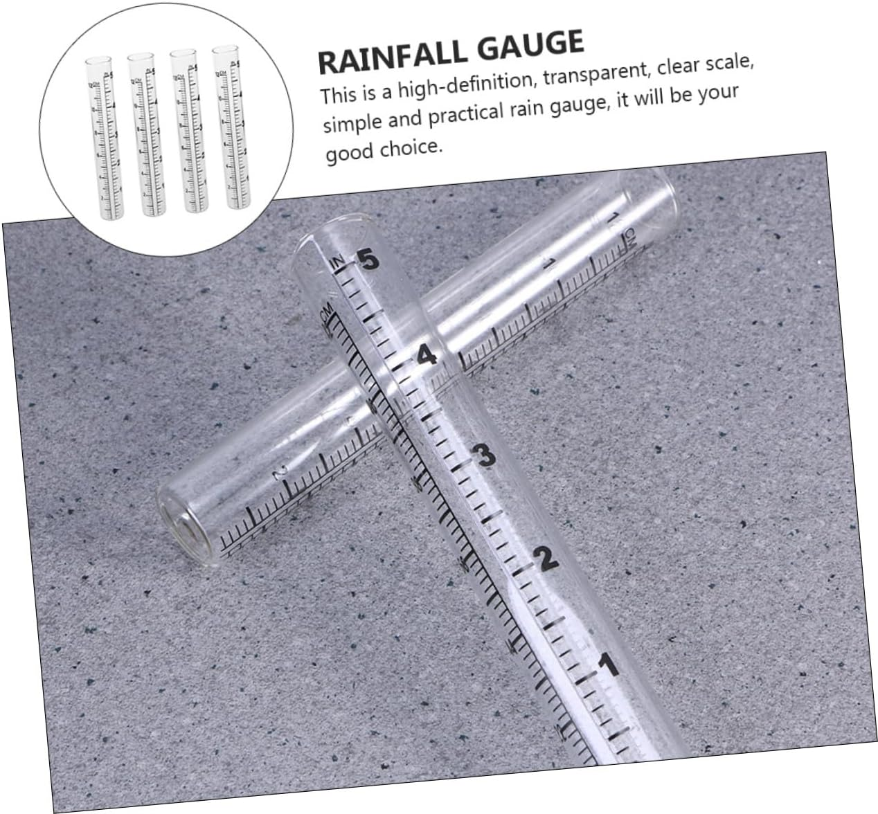 Milisten 4Pcs Glass Rain Gauge Measuring Tubes Transparent Outdoor Rainwater Collector with Clear Scale for Garden Lawn Measurement image number 4