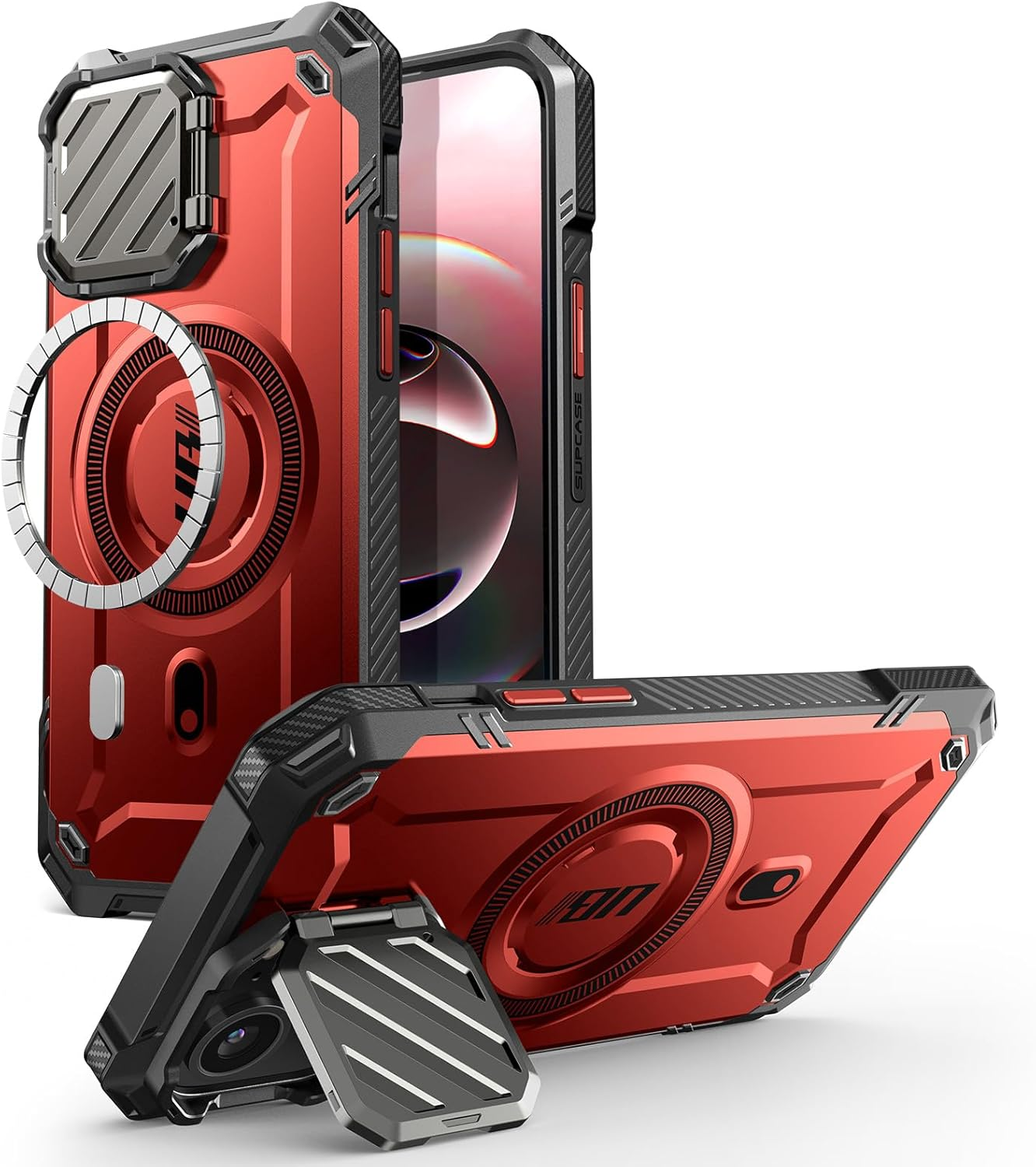 SUPCASE for Iphone 16E/15/14/13 Case with Camera Cover Stand (Ubmag XT), [Compatible with Magsafe] [Built-In Kickstand] [Military-Grade Protection] Heavy Duty Case for Iphone 16E 6.1", (Guldan)