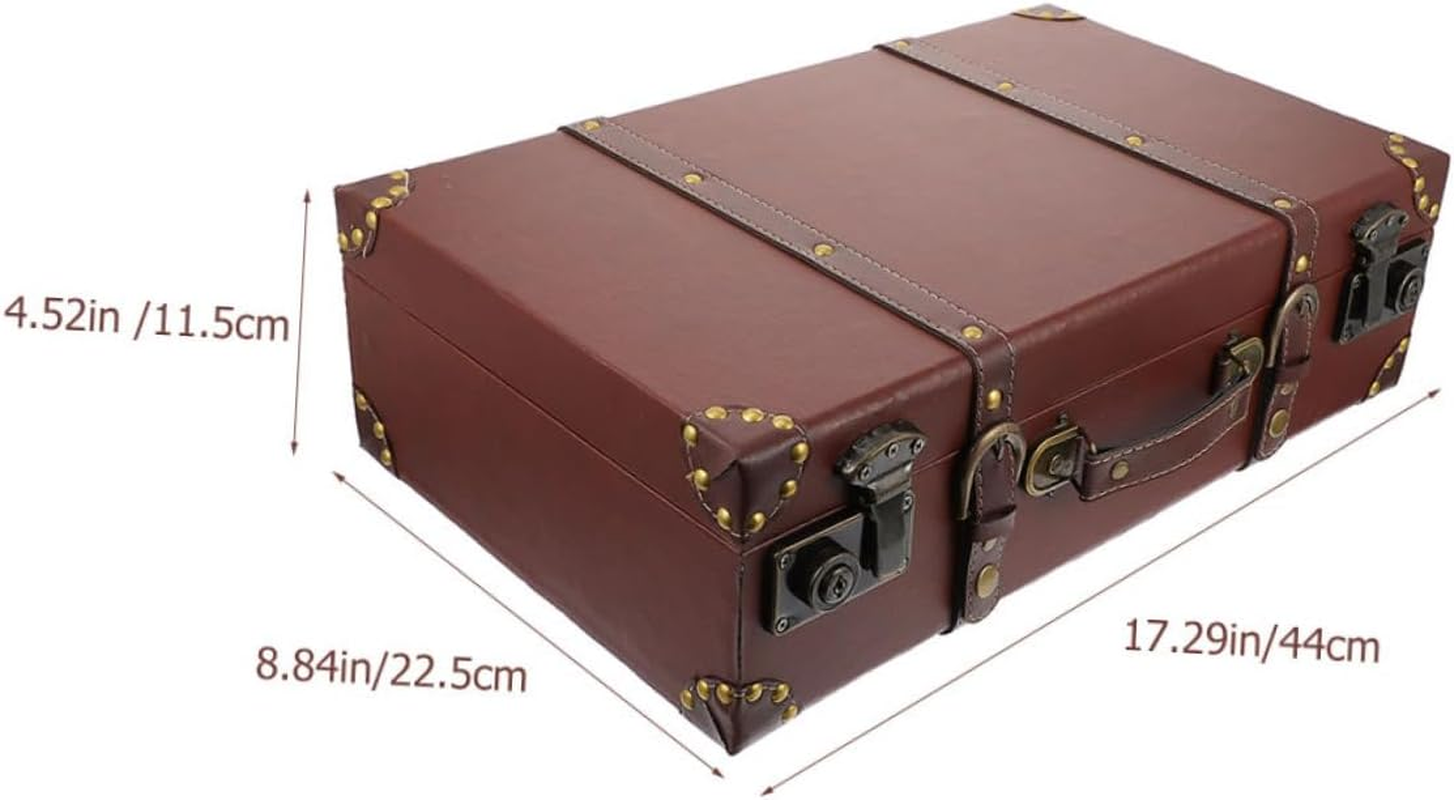 Vintage Style Suitcase Storage Box Decorative Wooden Suitcase for Packing Case Multi-Functional Storage Case as Luggage Bag Organiser for Home Travel image number 5