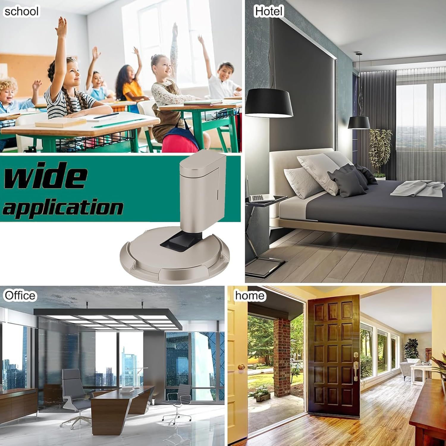 Zalizr No-Magnetic Mechanical Door Stopper, Adjustable Height Door Holder for Gaps 0.5 to 2 CM, Windproof, with Adhesive Pads and Screws (Glossy Nickel) image number 2