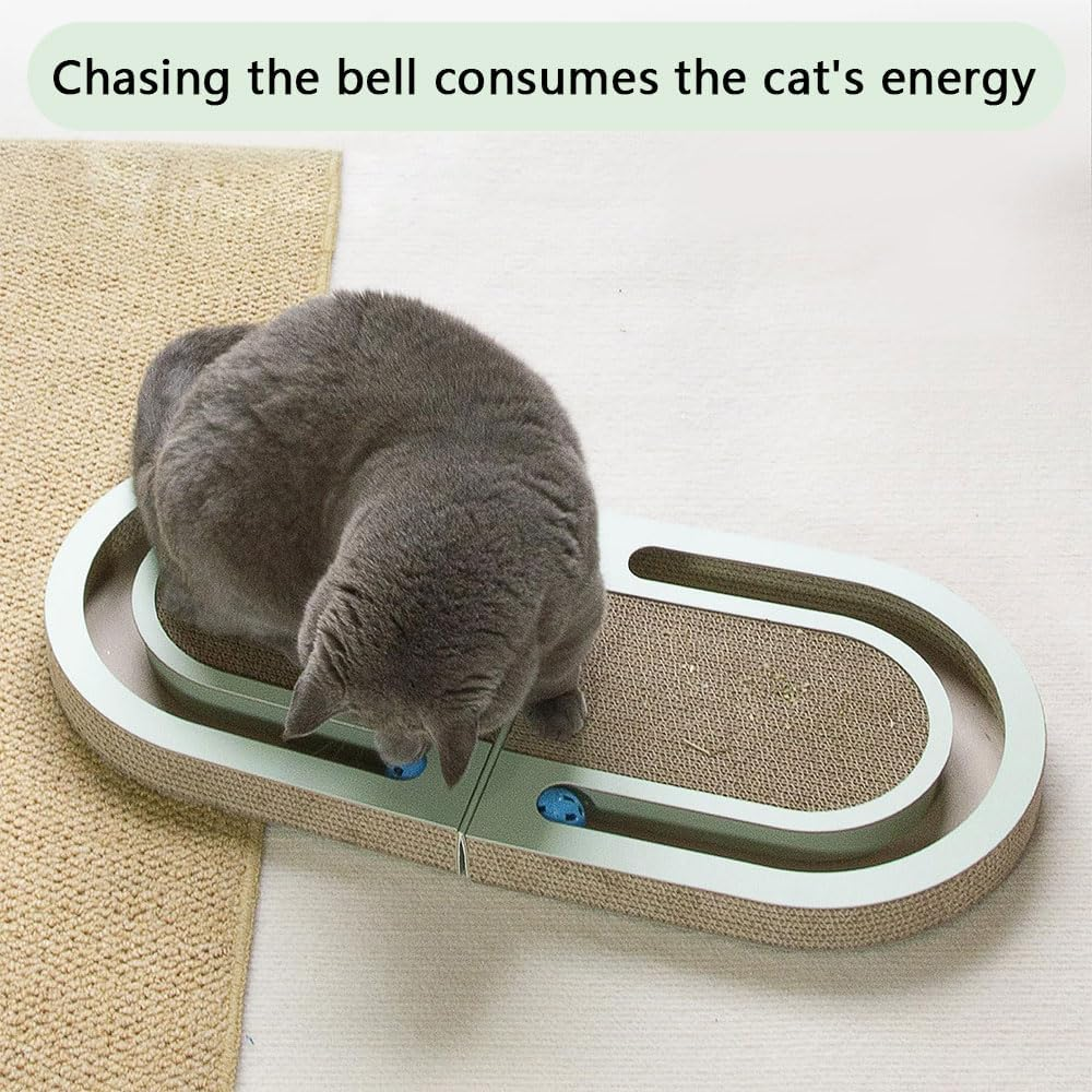 HYAVIA Foldable Cat Scratcher with Ball Track Interactive Corrugated Cardboard Cat Scratching Pad Cat Claw Board Toy for Indoor Cats Durable Double-Sided Cat Toy Lounge image number 3