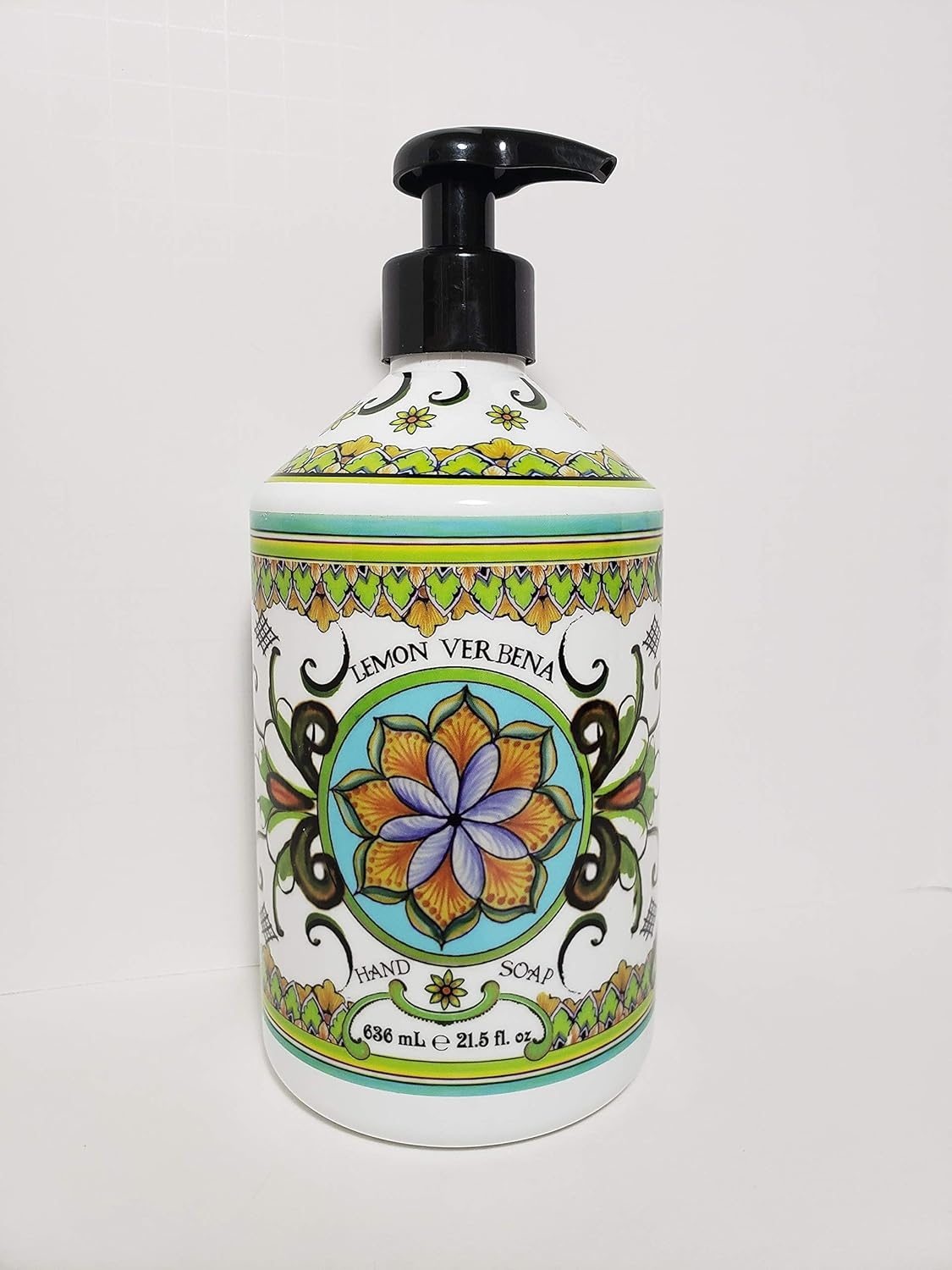 Deruta Lemon Verbena Hand Soap - Perfect Kitchen Decor Soap - Organic Liquid Hand Soap with Italian Soap Dispenser - Bathroom or Kitchen 21.5 Fl. Oz