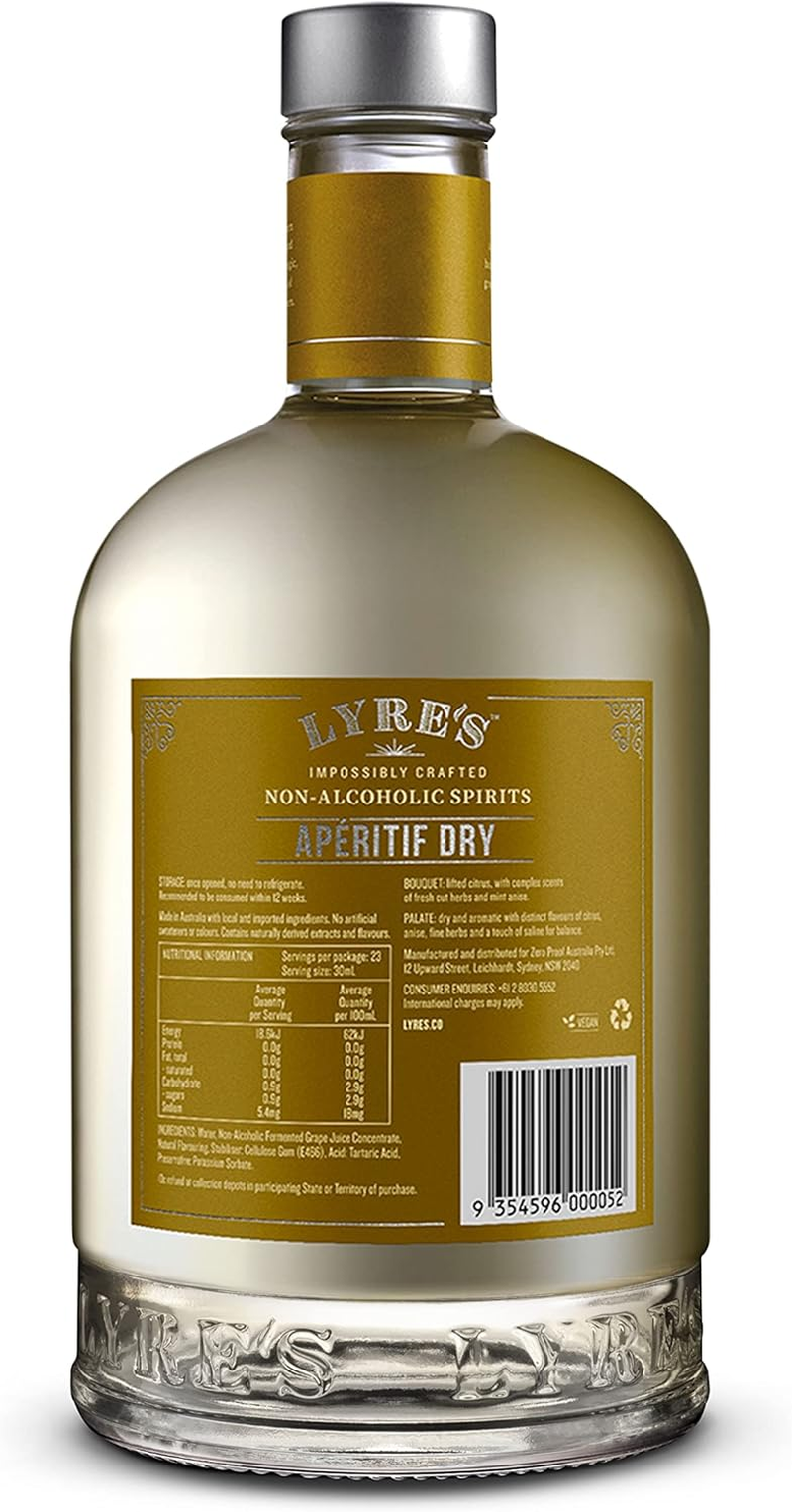 Lyre'S Aperitif Dry Non-Alcoholic Spirit - Dry Vermouth Style | Award Winning | Lyre'S 700Ml image number 1