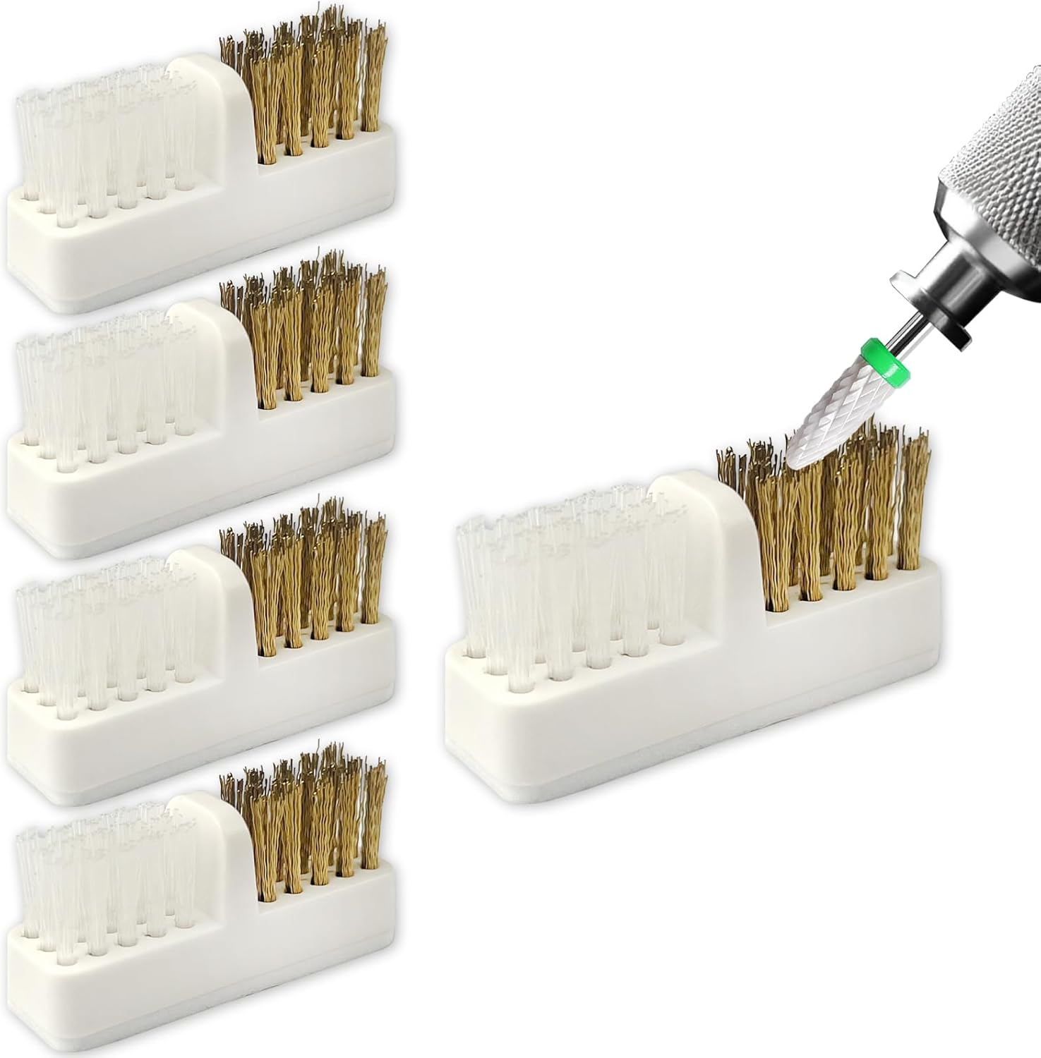 Jaasuee Nail Drill Bit Wire Cleaner Brush, 5-Piece Nail Art Cleaning Tool Set for Salon and Home Use, Nail Polish Cleaning Brush image number 6