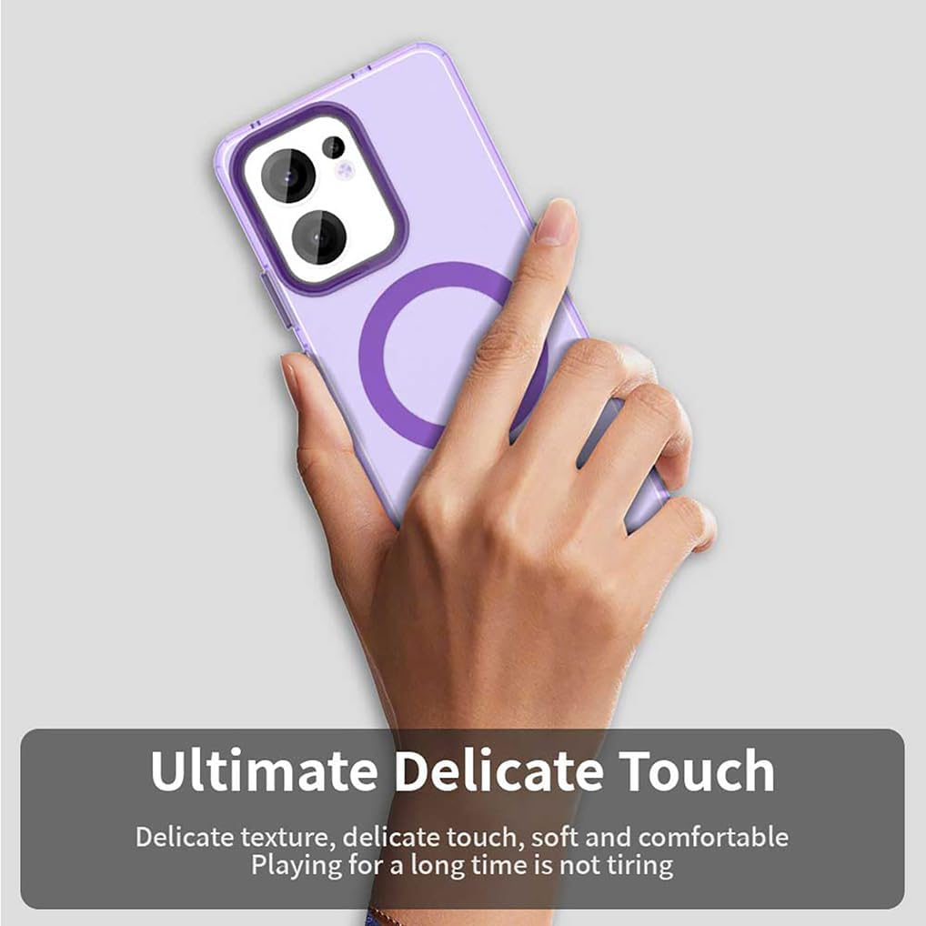 SEAHAI Case for Oppo Reno 13 FS (Oppo Reno 13F 5G/4G) with Magnetic Adsorption Function, Ultra Thin Matte Translucent Hard PC Silicone TPU Bumper Protective Case Shockproof Mobile Phone Case Purple - Blue image number 2
