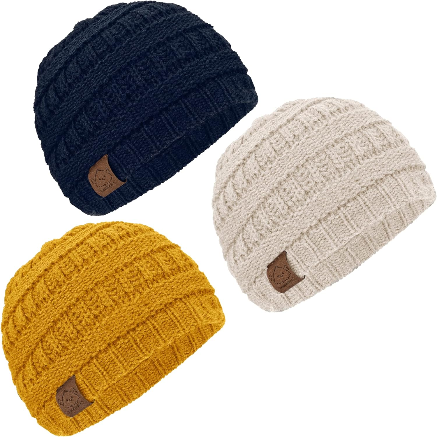 Keababies 3-Pack Baby Beanies for Boys, Girls - Soft, Cute Baby Winter Hats 6-36 Months, Stretchy Knit, Warm Toddler Winter Hat, Newborn, Infant, Toddler Beanie for Babies Girl, Boy (Sunshine, M) image number 1