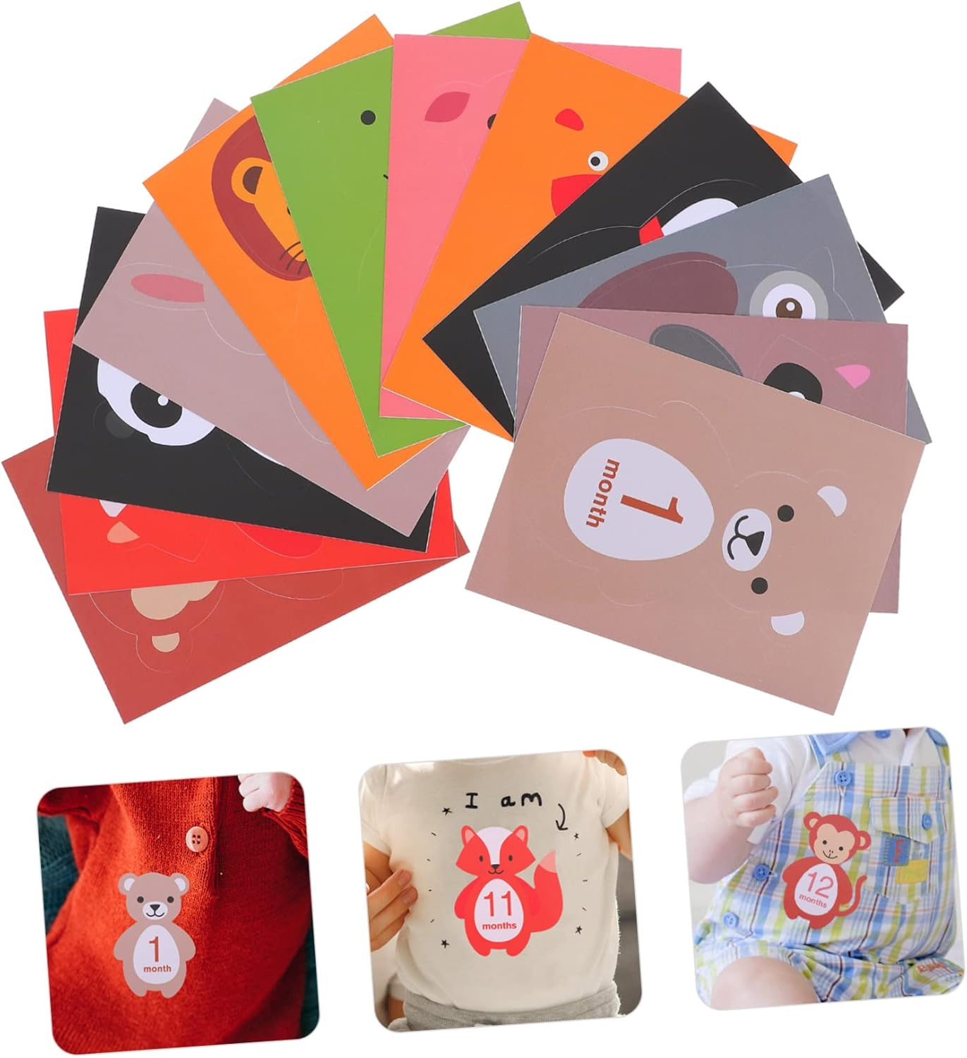 TEHAUX 24Pcs Milestone Decals Self Adhesive Animal Stickers for Photo Memories and Growth Tracking Shower Decoration image number 5