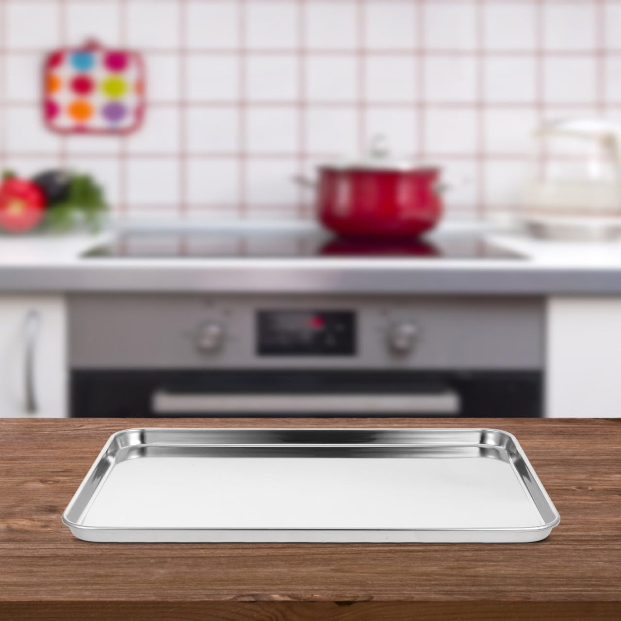 Luxshiny Stainless Steel Baking Sheet: Cookie Sheet Mirror Finish & Heavy Duty Baking Pan - 35X25X1.5CM image number 4