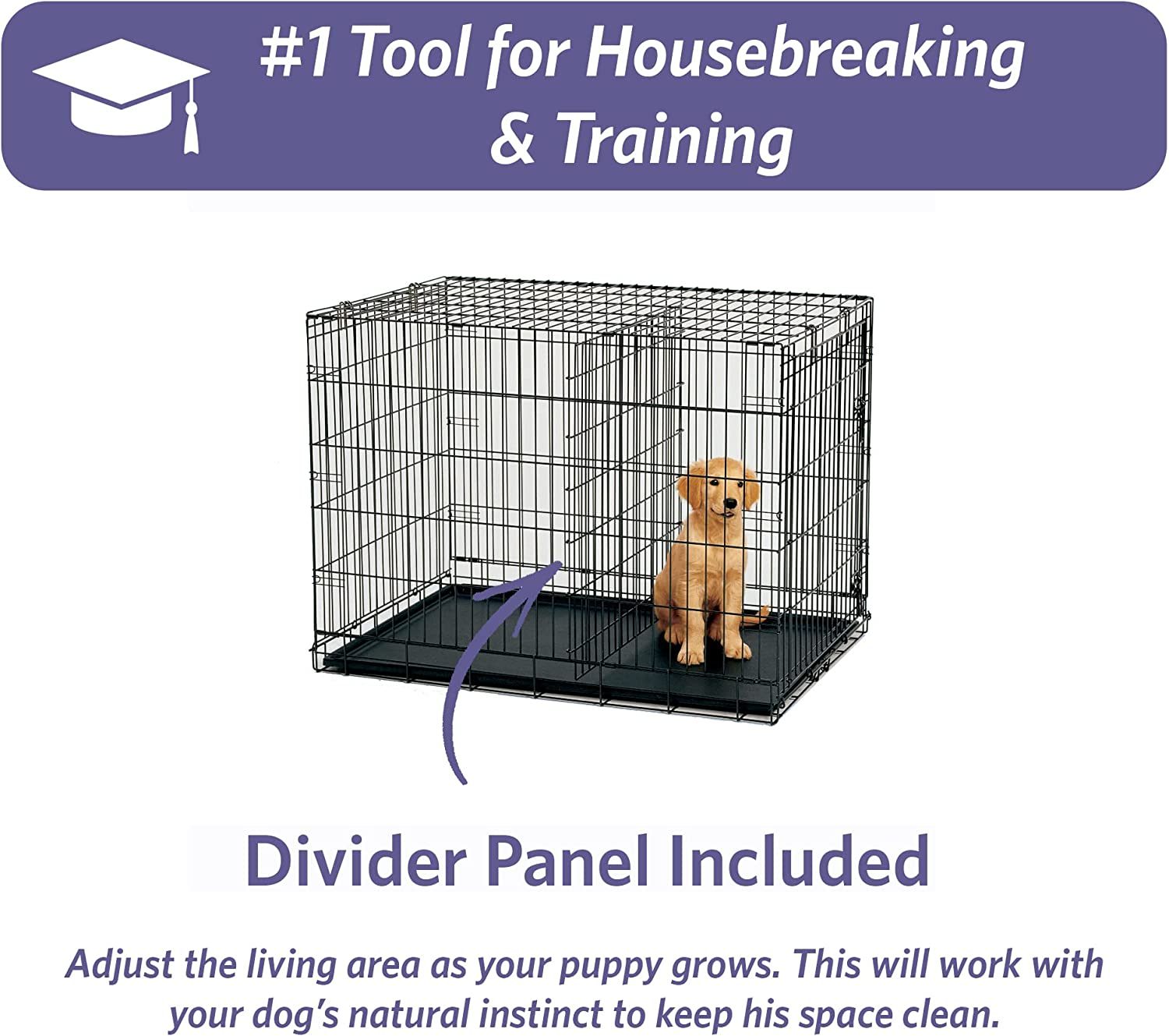 Midwest Homes for Pets Newly Enhanced Single Door Icrate Dog Crate, Includes Leak-Proof Pan, Floor Protecting Feet, Divider Panel & New Patented Features image number 4