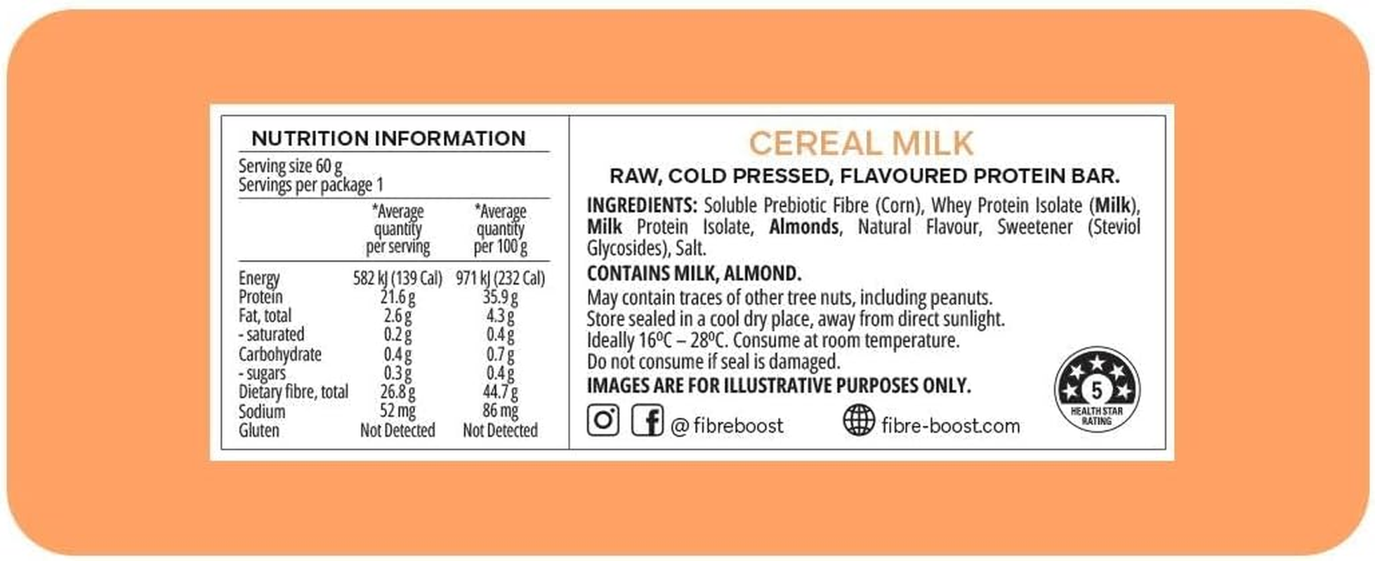 Fibre Boost Cold Pressed Cereal Milk Flavoured Protein Bar image number 1