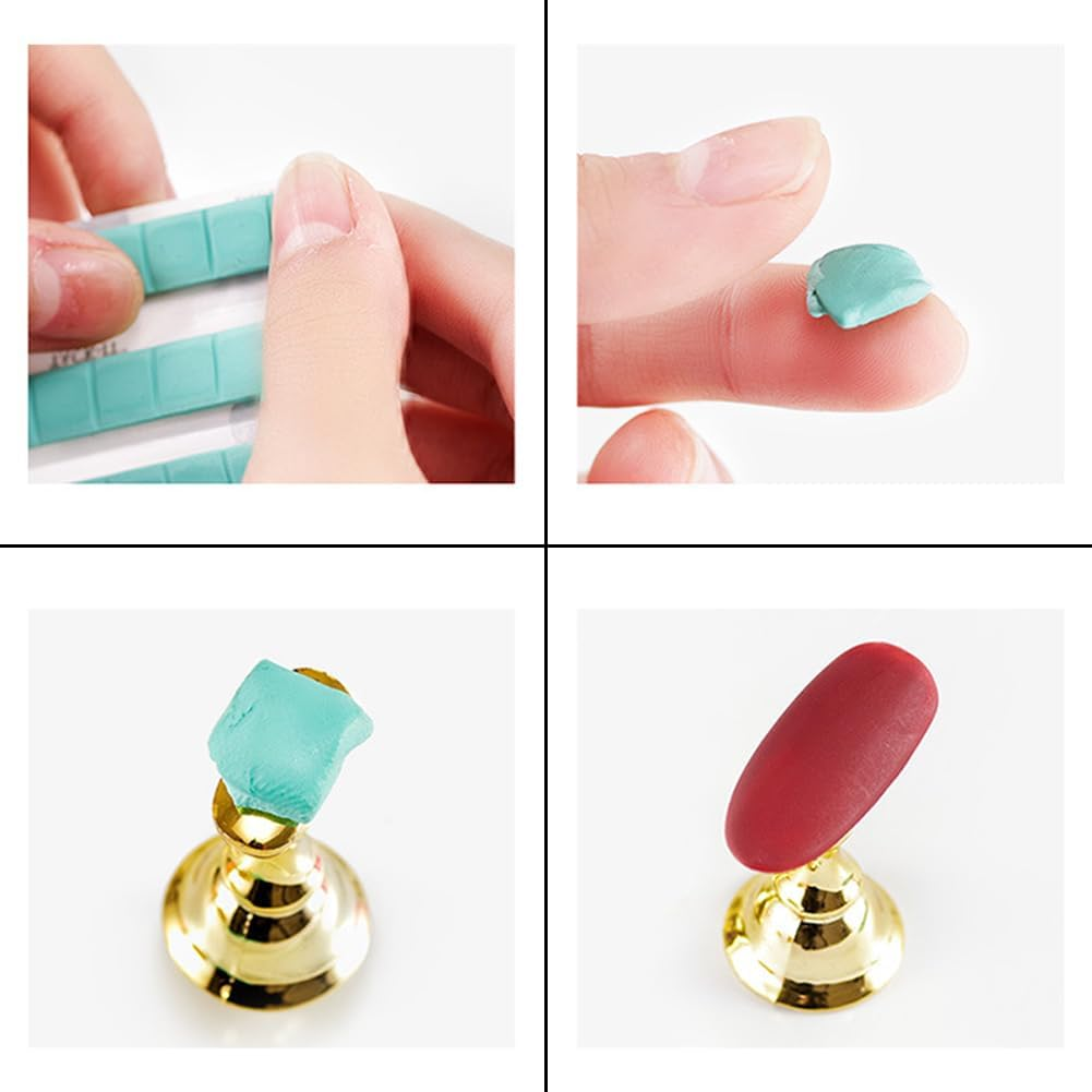 2 Sets Magnetic Nail Tips Holder, Acrylic Nail Stand, Acrylic Nail Art Practice Stand, Nail Practice Stand with Adhesive Clay for DIY Nail Art Stand, False Nail Tip, Manicure Tool