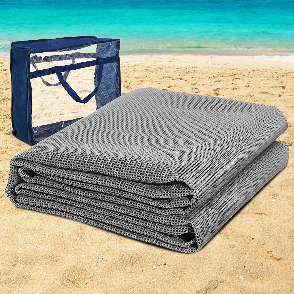 Weisshorn 3 X 2.5M Picnic Blanket, Floor Mat Outdoor Picnics Rug Camping Tarp Caravan Mesh Mats Annex Matting Ground Sheet for Hiking Travel Beach Garden, Heavy Duty UV Treated with Carry Bag Grey - Grey image number 6