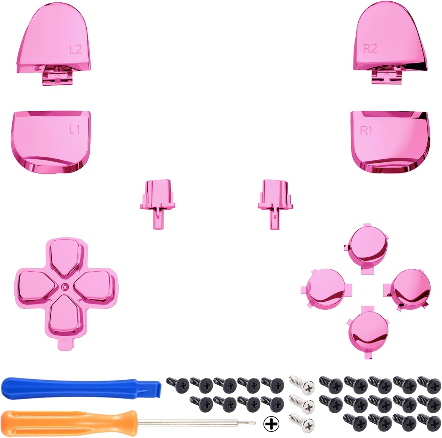 Extremerate Replacement D-Pad R1 L1 R2 L2 Triggers Share Options Face Buttons, Chrome Pink Full Set Buttons Compatible with Ps5 Controller BDM-030 BDM-040 BDM-050 - Controller NOT Included - Chameleon Purple Blue image number 3
