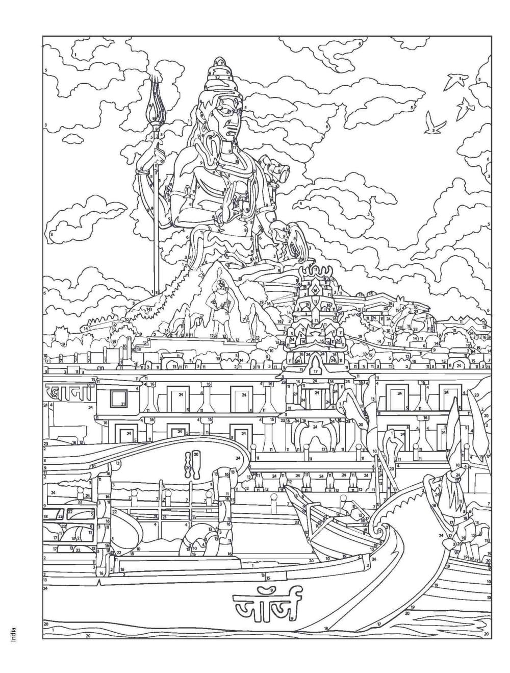 Creative Haven around the World Color by Number image number 1