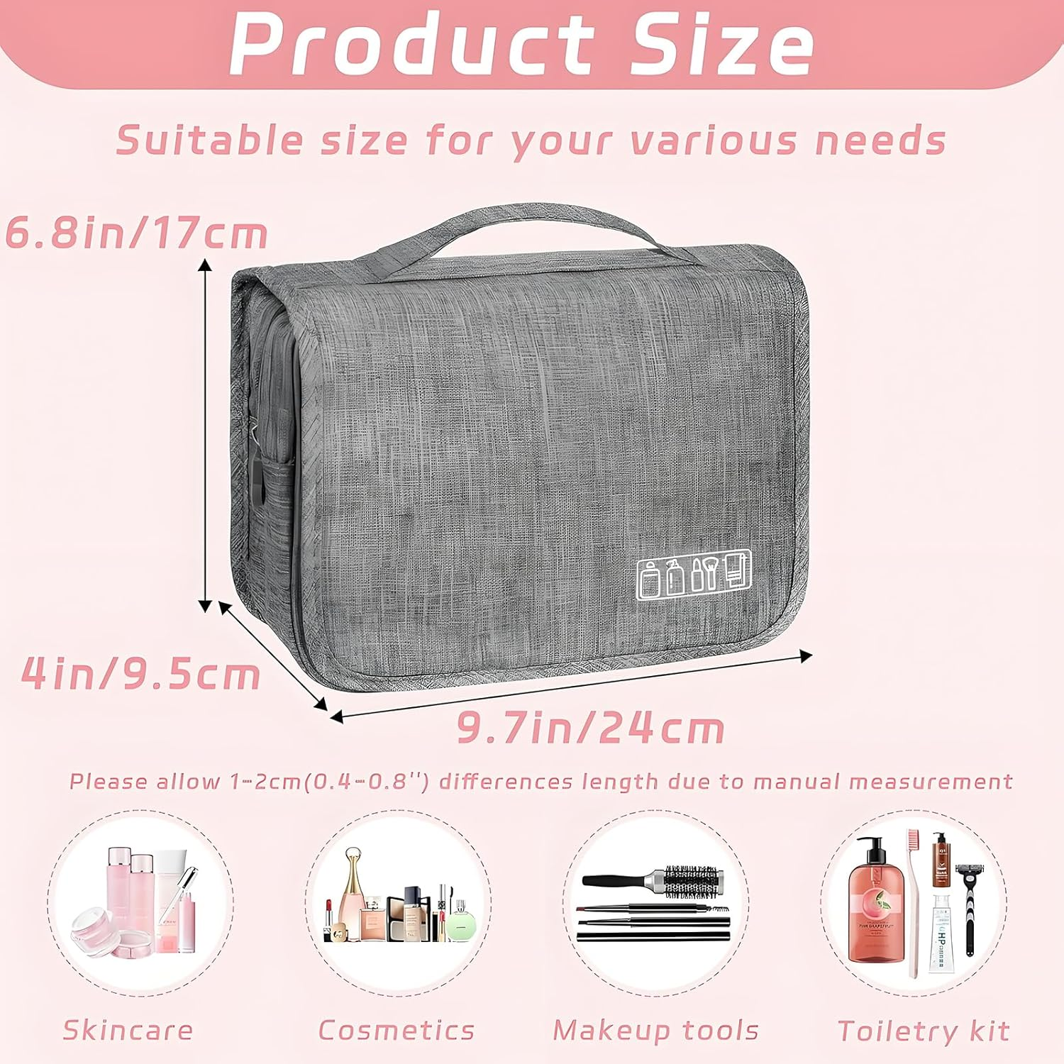 Anberyoo Hanging Toiletry Bag, Portable Waterproof Travel Makeup Bag for Women Camping Outdoor Beach, Multifunctional Large Capacity Travel Bag, Dorm Room/Travel Essentials for College Students Girls image number 2