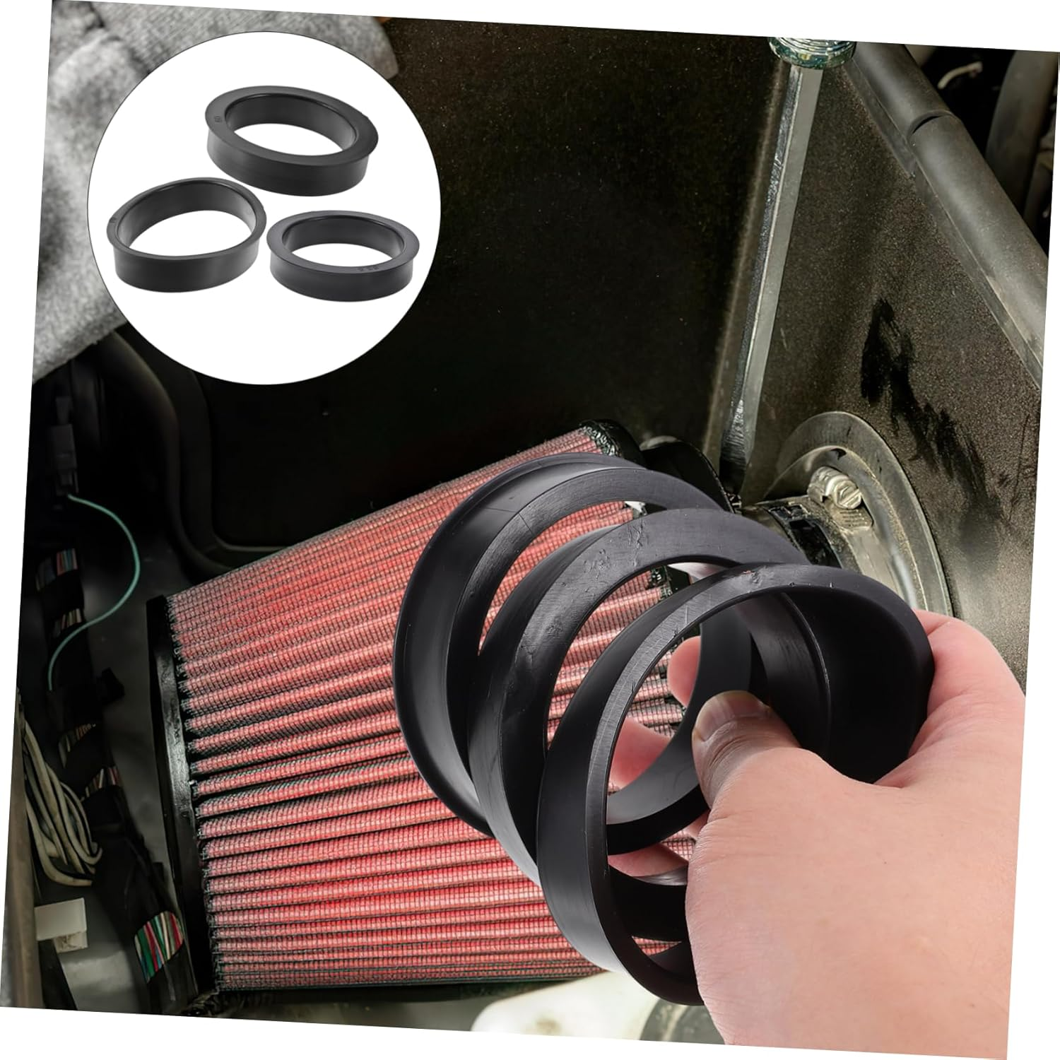 Mobestech 3Pcs Universal Rubber Adapter Rings Set for Car Air Filters Intake Filter Step-Up Rings 76Mm to 70Mm 63Mm 60Mm Compatible with 3-Inch Cone Air Intake for Vehicle Performance Optimization