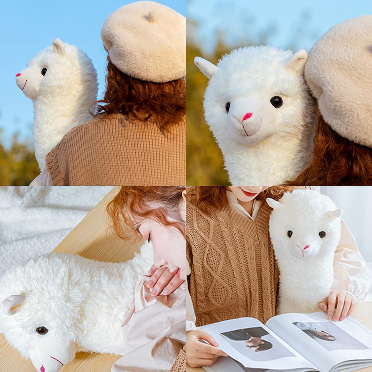 18 Inch Alpaca Plush Hug Pillow, Soft Llama Stuffed Animal Plushie Stuffed Llama Alpaca Plush Pillow, Large Soft Fluffy Cushion(White) image number 5