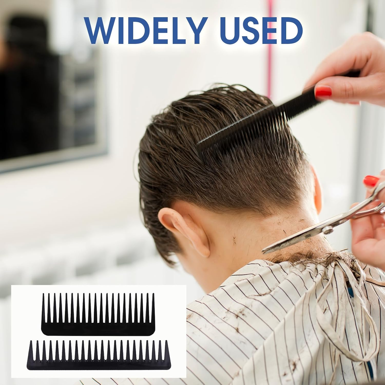 Pack of 2 Men'S Styling Combs, Antistatic Carbon Hair Comb, Curling Comb, Hairstyle Comb Tool, Portable Shatterproof Comb Men with Wide Teeth for Hair, Beard, Curly for the Perfect Finish image number 4