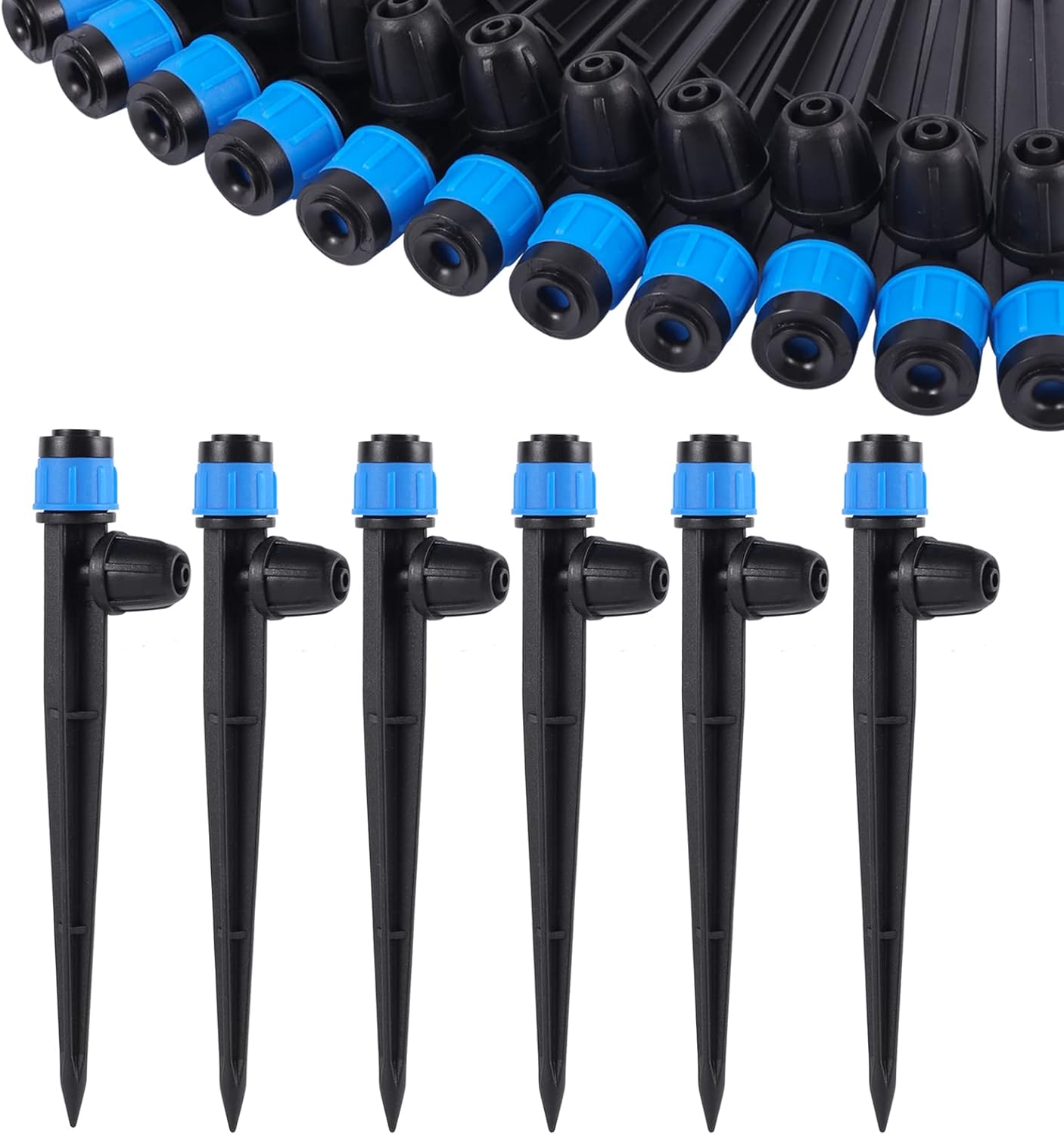 Drip Irrigation Emitters with Adjustable 360 Degree Water Flow Drippers Sprayer for 1/4 Inch Tubing, Garden Drippers Sprayer Perfect for House Garden Watering System. (25Pcs-Blue 360 Degree Sprayer) image number 4
