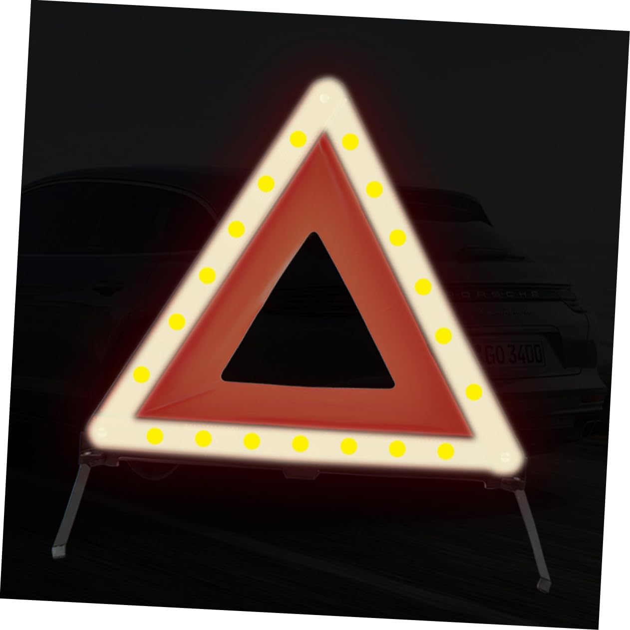 NOLITOY Red Reflective Roadside Warning Sign Triangle with Weighted Base for Vehicle Emergency Safety Stable Design for Cars Trucks Suvs and Motorcycles