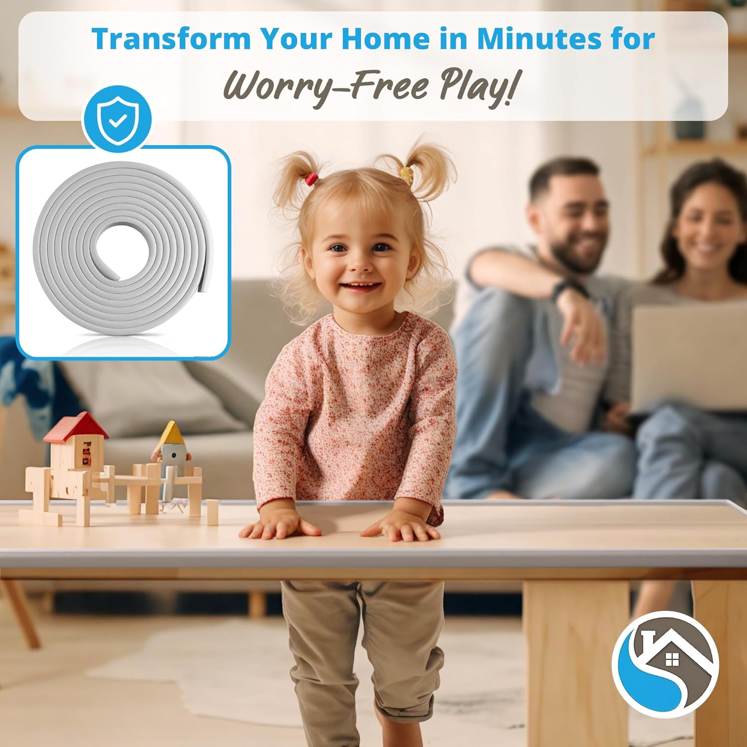 Premium 12Ft Edge Protector for Baby, Odorless & Waterproof Edge Protector with 3M Adhesive Tape, Non-Toxic to Baby Proof Corners and Edges, Wall Corner Protector & Desk Edge Cushion Gray - Brown image number 5