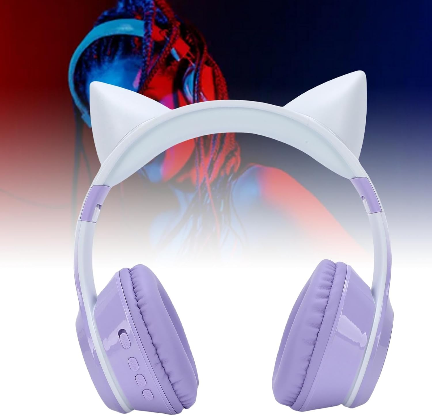 Pongnas Wireless Headphones Over-Ear Headset with Multicolor LED Lights and 300Mah Battery for Music, Movies, Gaming, PC, Switch