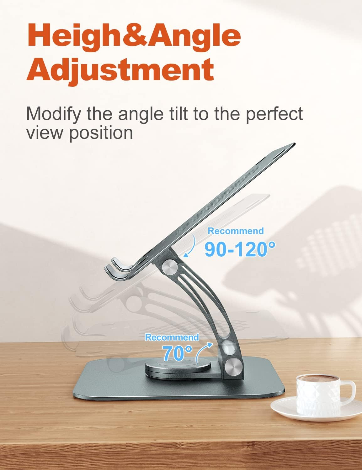 Tounee Swivel Laptop Stand for Desk, Adjustable Computer Stand Laptop Holder with 360&deg; Rotating Base, Ergonomic Laptop Riser Compatible with Air, Pro, All Laptop 10-16"