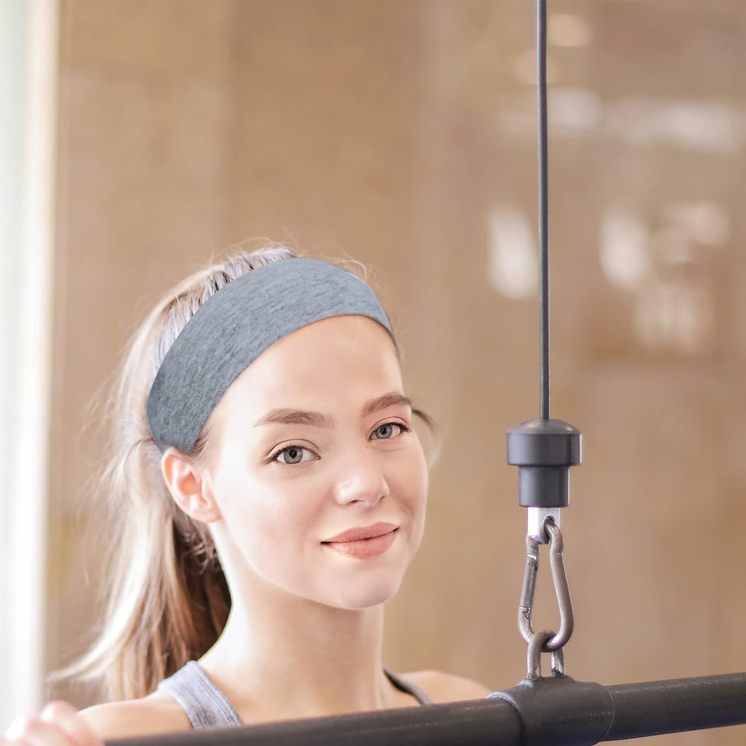 LATRAT Pack of 3 Yoga Headbands, Stretchy Cotton Head Band, Non-Slip Soft Thin Headband, Fashionable Hair Wrap, Elastic Headband for Sports, Running, Exercise, Gym image number 1