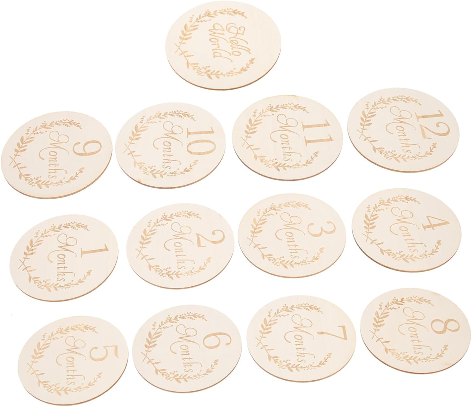 Jojofuny 13Pcs Wooden Slices Newborn Monthly Growth Cards Birch Wood round Discs for Infant Photography and Milestone Tracking Baby Shower Prop
