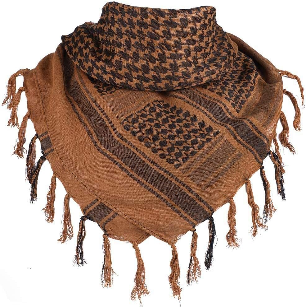 FFNIU Cotton Scarf Military Shemagh Arab Tactical Desert Keffiyeh Thickened Head Neck Scarf Wrap for Women and Men 43"X43" - Army Green image number 1
