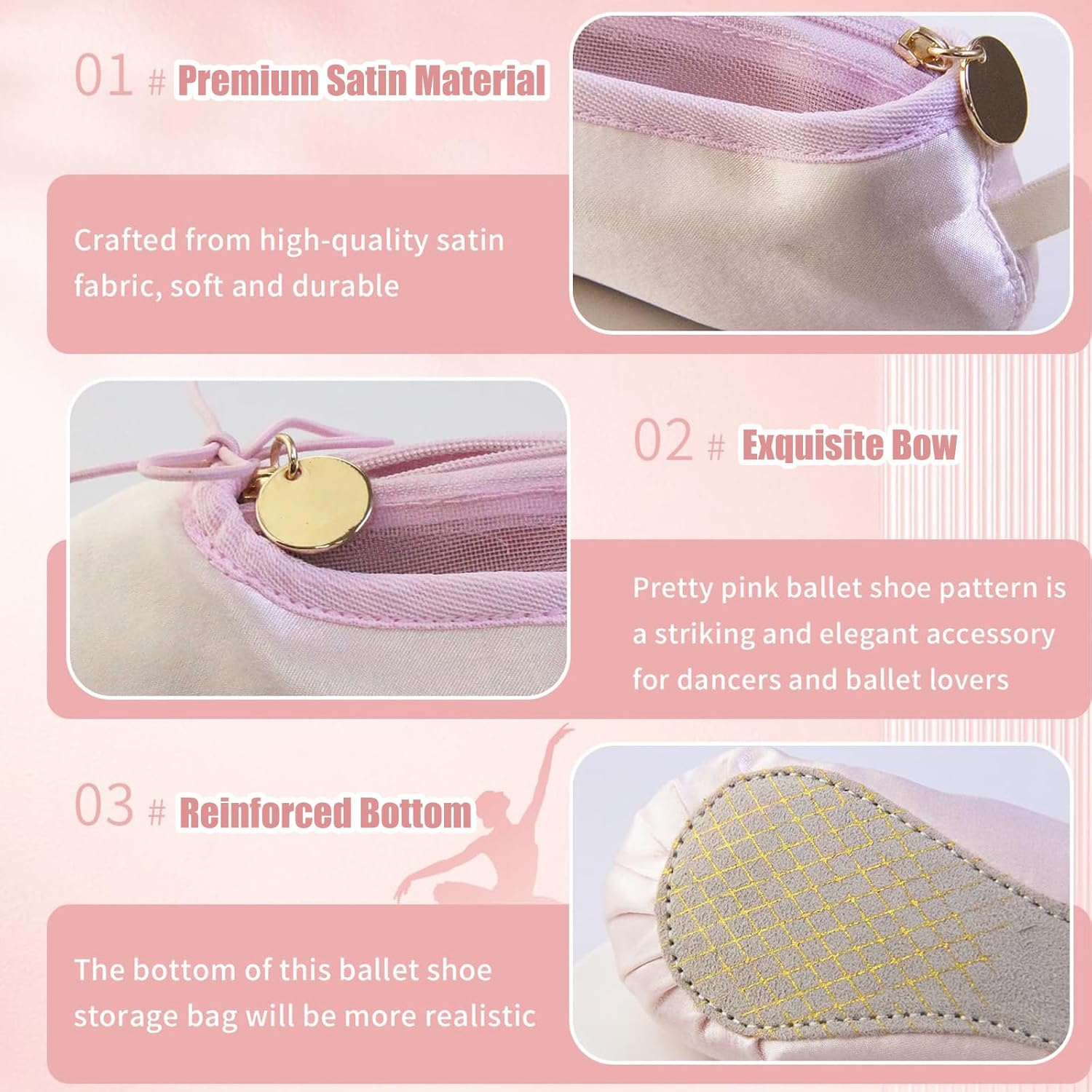 PWQEIONC Ballet Dance Shoe Small Makeup Bag, Small Cosmetic Bag for Purse, Portable Cute Travel Makeup Pouches, Pink Mesh Makeup Organizer Bag, Pink, Small Cosmetic Bag for Purse