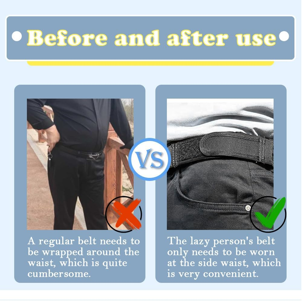 Yeshliky Elastic No Buckle Belts for Men, Velcro Lazy Adjustable Invisible Side Belts, Convenient Waist Buckless Belt for Walking Work Home Sport image number 6