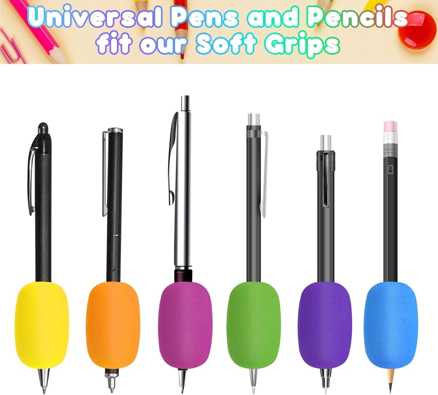 FOTOEVFC Egg Pen Pencil Holder Handwriting Grips, 6Pcs Foam Grips, Pen Grips, Pencil Holder, Pencil Cushion Grip image number 4