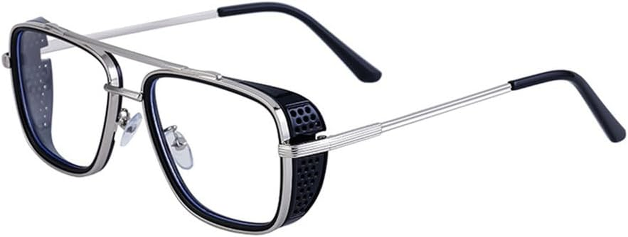 Retro Men'S Steam Punk Sunglasses Square Metal Eyeglass Frame Outdoor Sports Driving Sun Protection