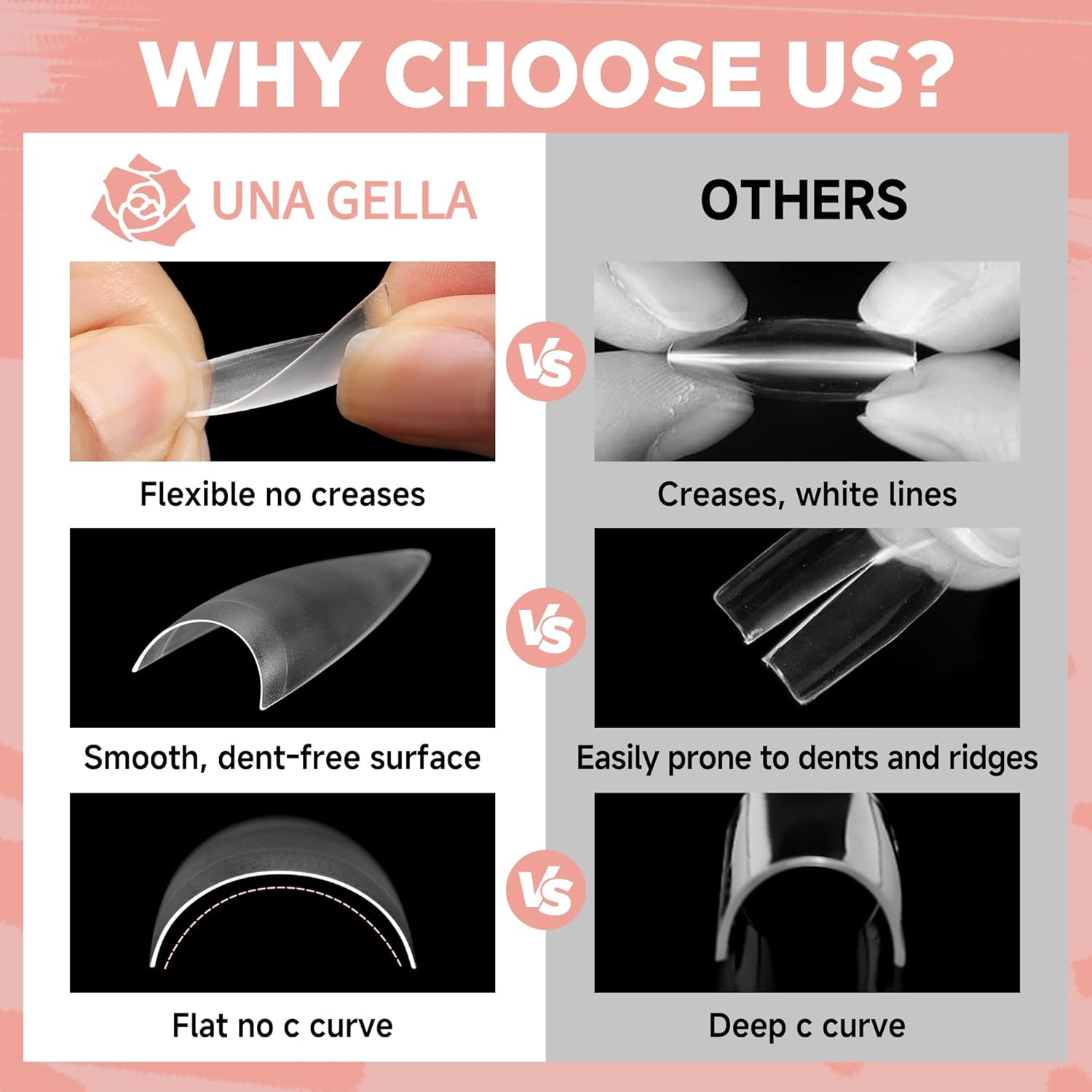 UNA GELLA Stiletto Gel Nail Tips 504Pcs Long Stiletto Almond Clear Curved Nails Tips Half Cover False Fake Nails for DIY Press on Nails Extension Art Salon 12 Sizes image number 3