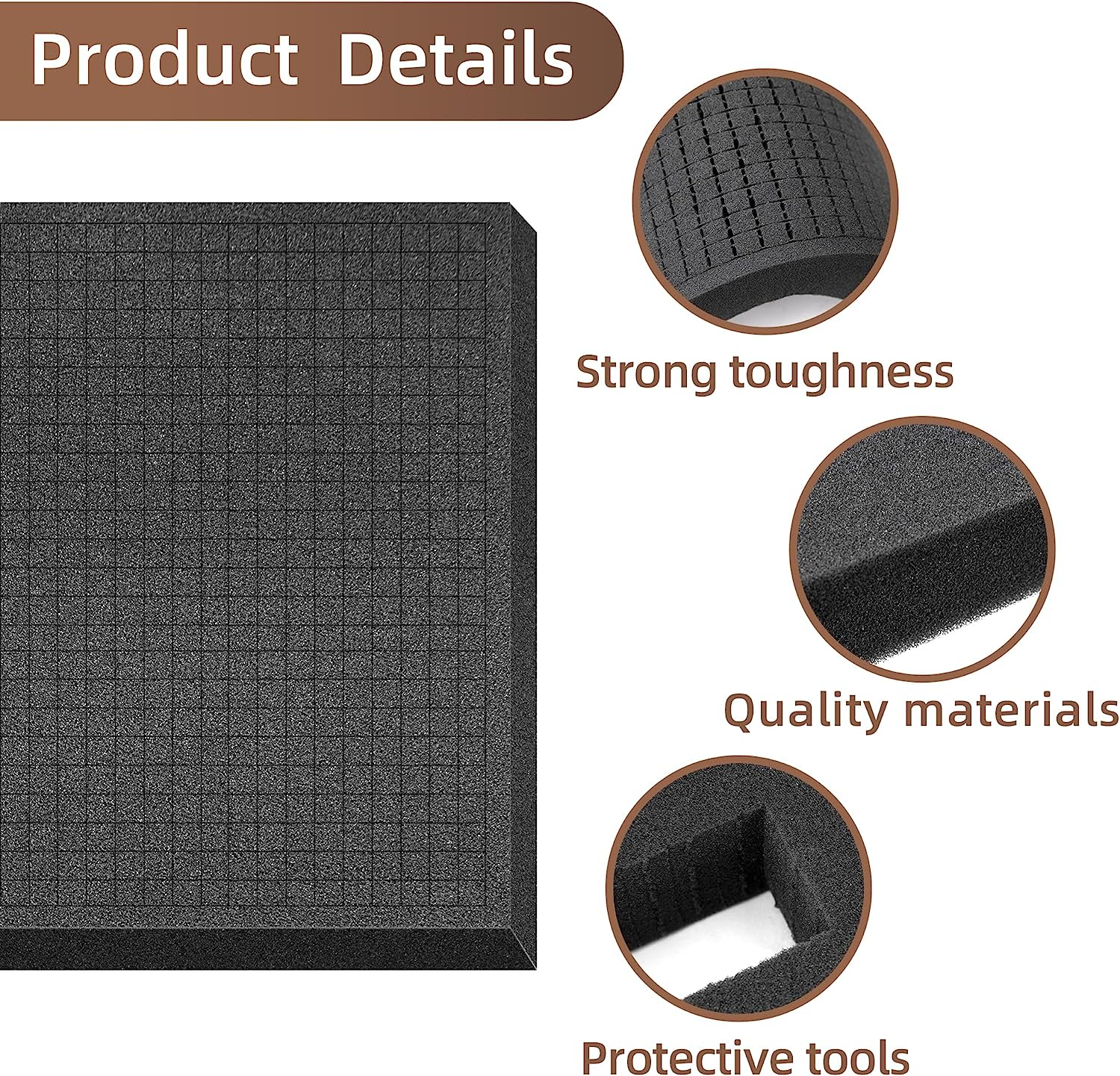 DECOHS 4 Pcs Pick and Pluck Foam Insert - 16 X 12 X 2 Inch Pre Cube Sheet Foam with Bottom Use for Board Game Box Cases Storage Drawer image number 2