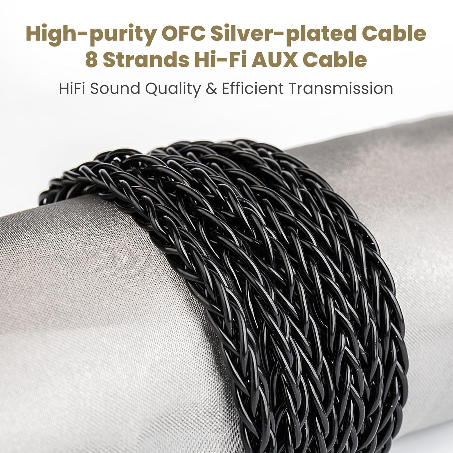 3.5Mm Audio Cable (4Ft / 1.2M) AUX Cable for Headphones,Kbear AUX08 Audio Auxiliary Cord Braided Hi-Fi Sound for Car,Headphone Jack,Speaker,Home Stereos,Smartphone,Echo Dot,Beats- Grey (White) image number 2