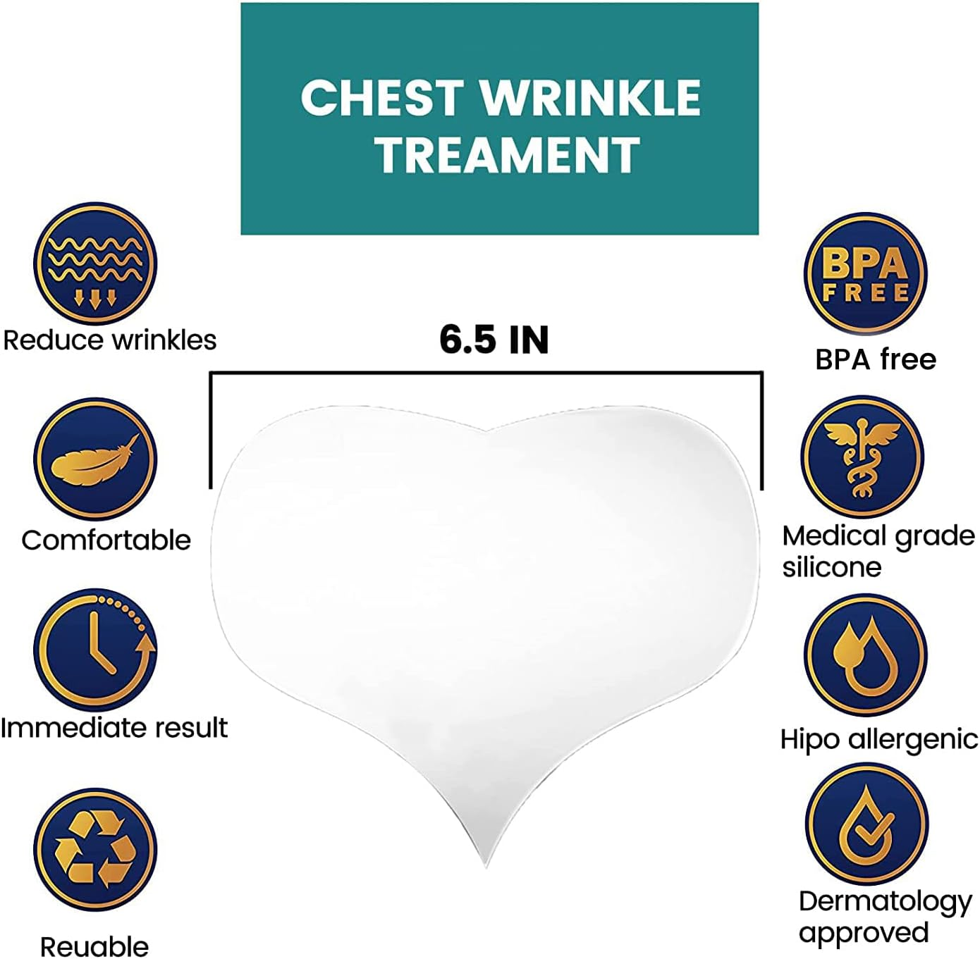 4 Pack Chest Wrinkle Pads, anti Wrinkle Silicone Chest Patches, Resuable and 100% Medical Grade D&eacute;collet&eacute; anti Wrinkle Patches, Overnight Wrinkle Remover Treatment While Sleeping image number 4