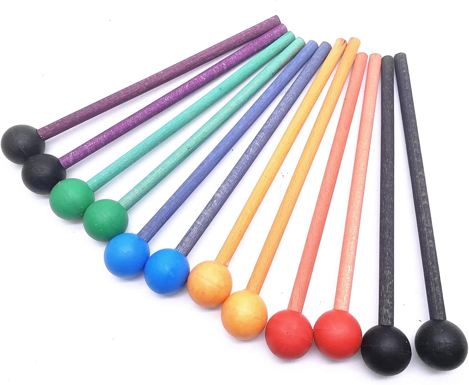 1 Pair 7.5 Inch Long Rubber Xylophone Mallets Tongue Drum Mallets Percussion Sticks Hammer with Wooden Handle Music Instrument Accessory (Blue) image number 5
