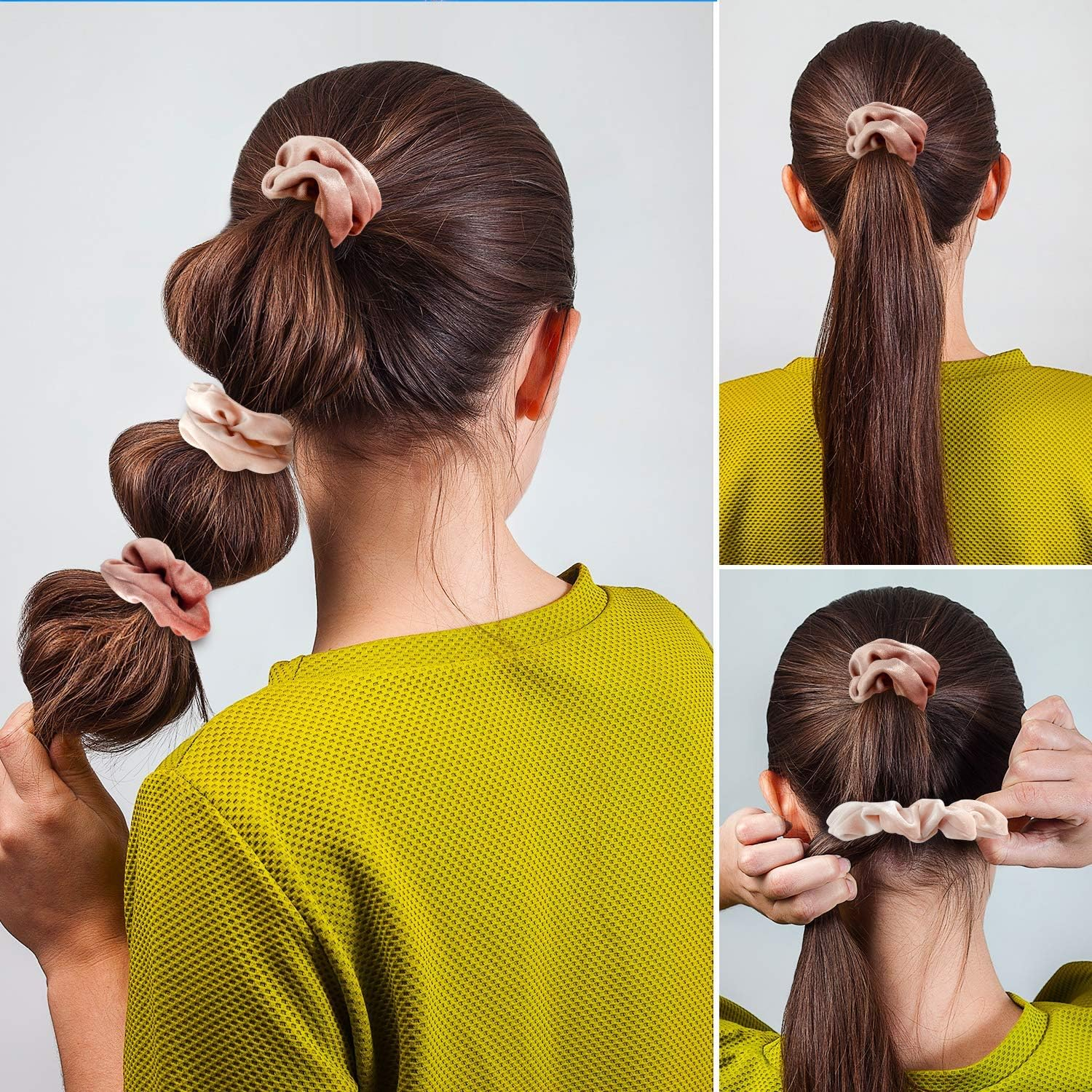 Whaline 12 Pieces Blush Theme Hair Scrunchies Velvet Elastics Pink Lovers Scrunchy Bobbles Soft Hair Bands Hair Ties Hair Accessories for Women or Girls (12 Blush) image number 4