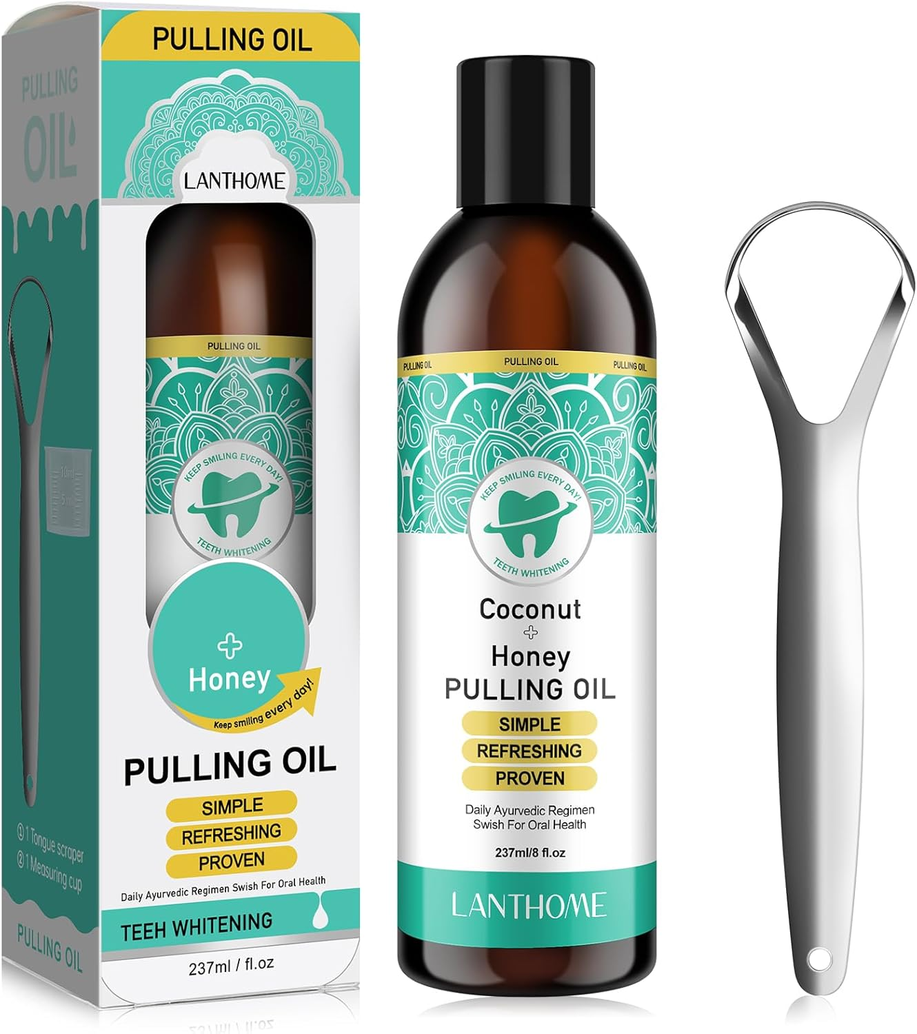 Coconut Oil Pulling Mouthwash with Mentha Haplocalyx Oil, 237Ml &ndash; Promotes Fresh Breath, Healthy Teeth & Gums