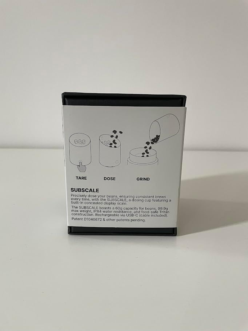Subminimal Subscale| Digital Coffee Dosing Cup, Invisible LED Display, Touch Activated, Accurate Coffee Beans Weighing Scale in Grams or Oz, USB-C Rechargeable, IPX4 Splash Resistant - Black image number 2