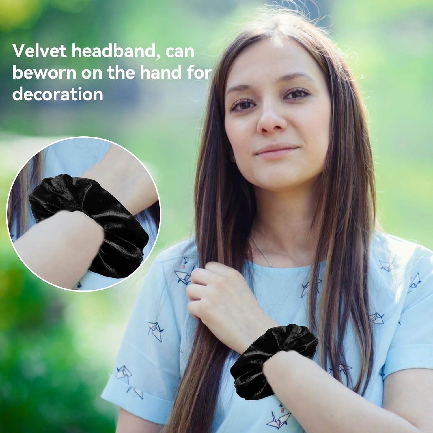 Pack of 2 Black Hair Bobbles, Women'S Velvet, Elastic Women'S Soft Scrunchies, Strong Hold Scrunchies, Black Ponytail, Scrunchies Hair Scrunchies, for Stylish Women and Girls, Curly image number 6