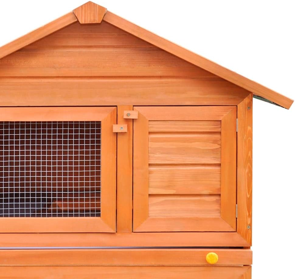 Outdoor Rabbit Hutch 3-Layer Wood Bunny Shelter Pet Cage for Small Animals image number 2