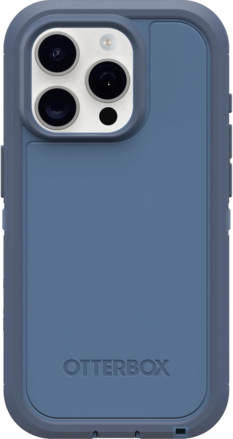 Otterbox Iphone 15 Pro (Only) Defender Series XT Case - Baby Blue Jeans (Blue), Screenless, Rugged, Snaps to Magsafe, Lanyard Attachment