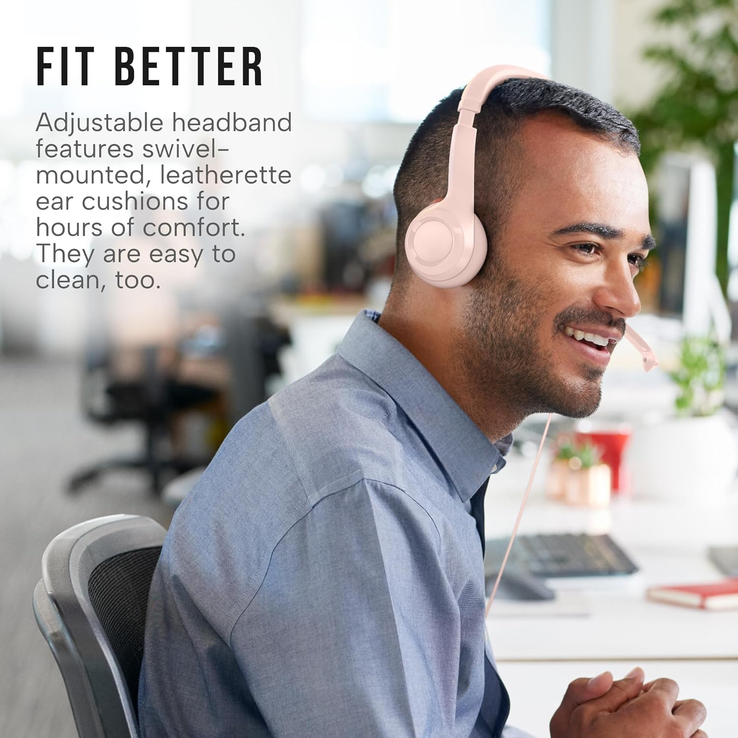 Logitech H390 Wired Headset for Pc/Laptop, Stereo Headphones with Noise Cancelling Microphone, USB-A, In-Line Controls for Video Meetings, Music, Gaming and beyond - Rose image number 2