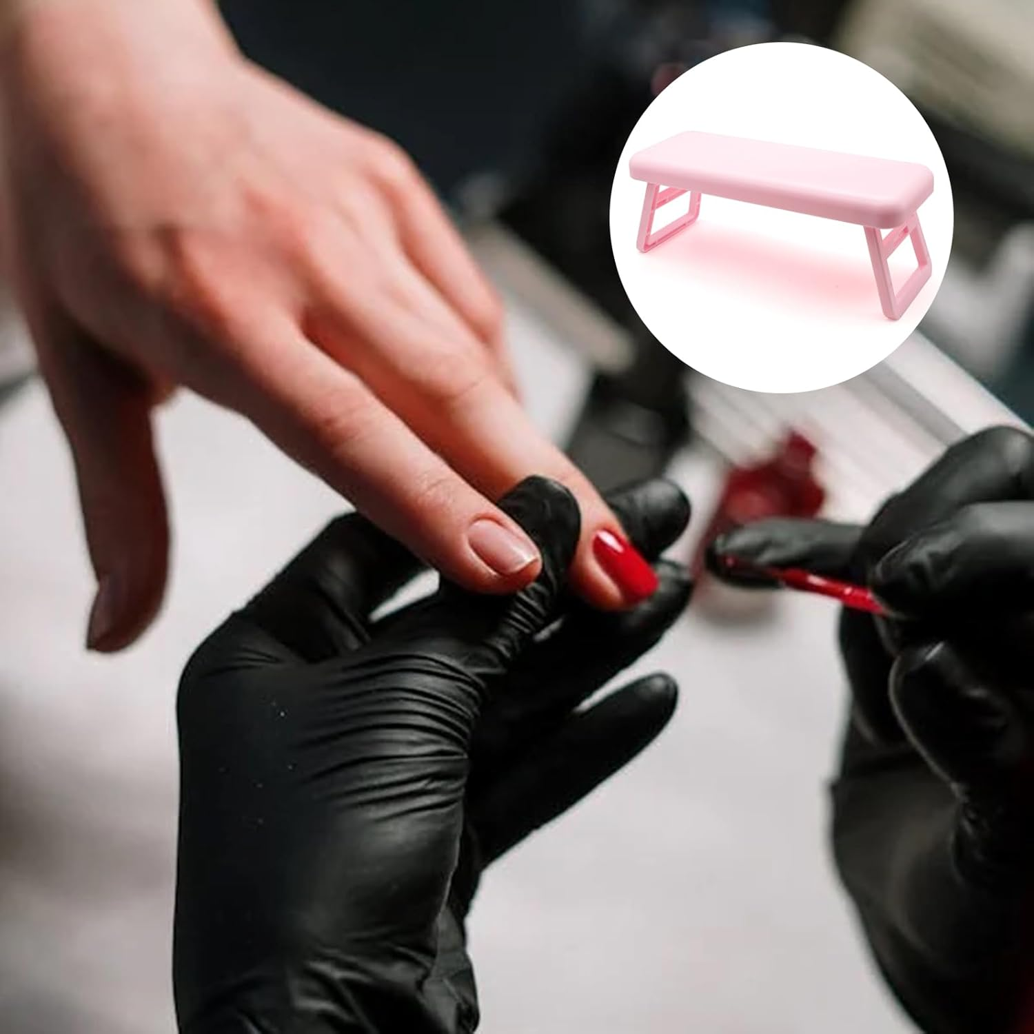 Hand Rest, Nail Salon, Foldable Holder, Non-Slip Manicure Hand Cushion for Beauty Salons and Home Manicure, Foldable Nail Armrest Cushion, Nail Care, Pink