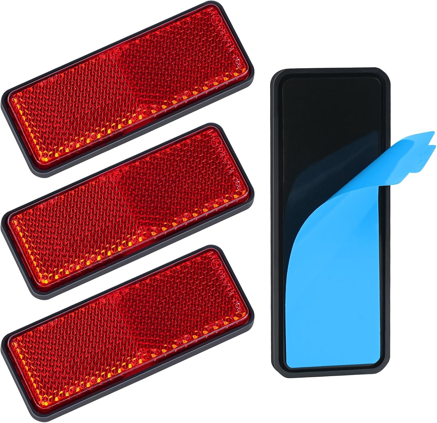 2Pcs Motorcycle Reflectors, Stick-On Rectangular Safety Reflector, Strong Reflective Ability Red Light Reflectors, Red Safety Warning Reflector for Trucks Bicycle Trailers Gate Posts, 13.9Cm